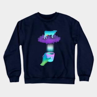 Morning space cow and coffee cup Crewneck Sweatshirt